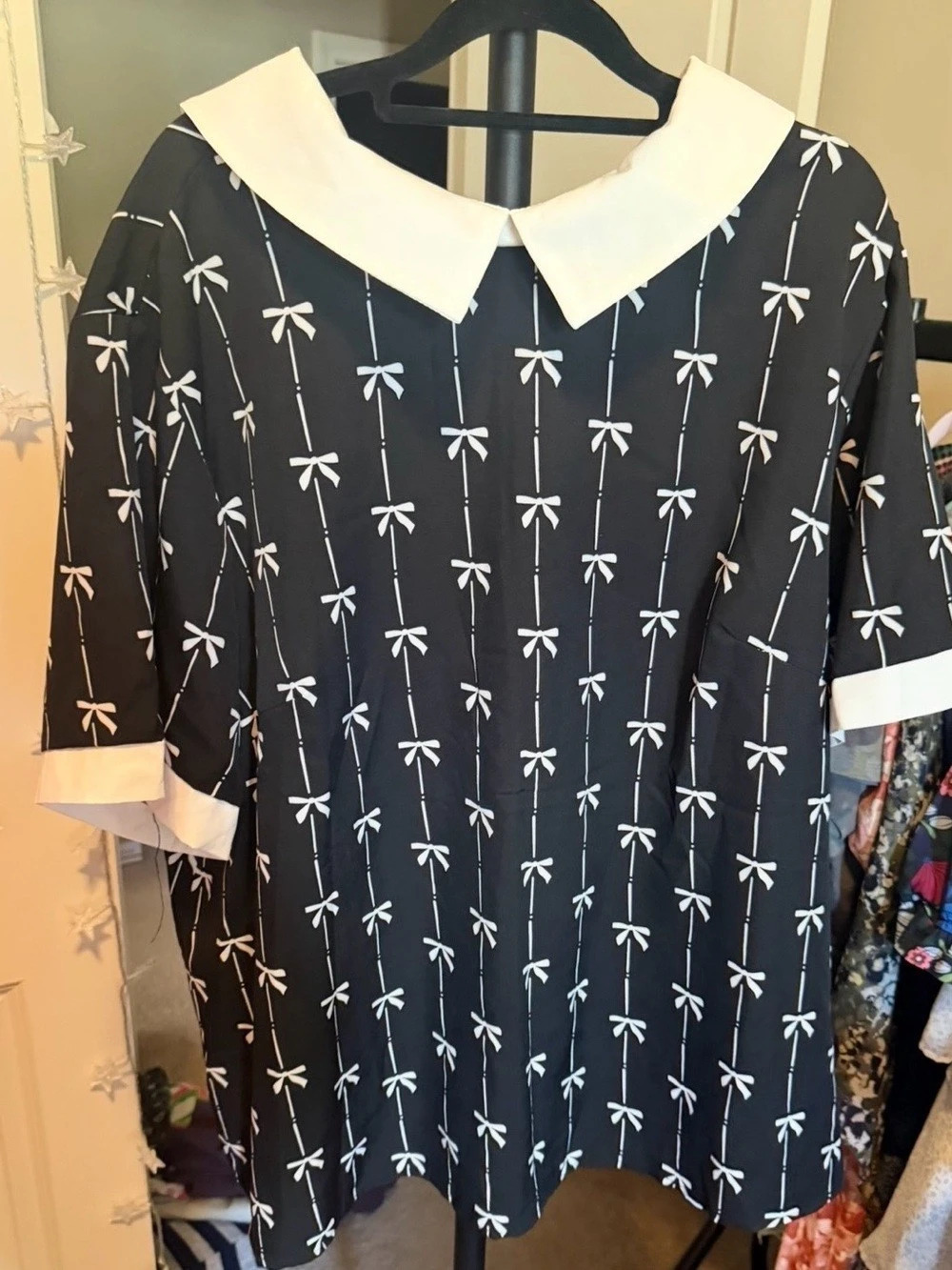 Bow Print Peter Pan Collar Tunic Size 4X Like New